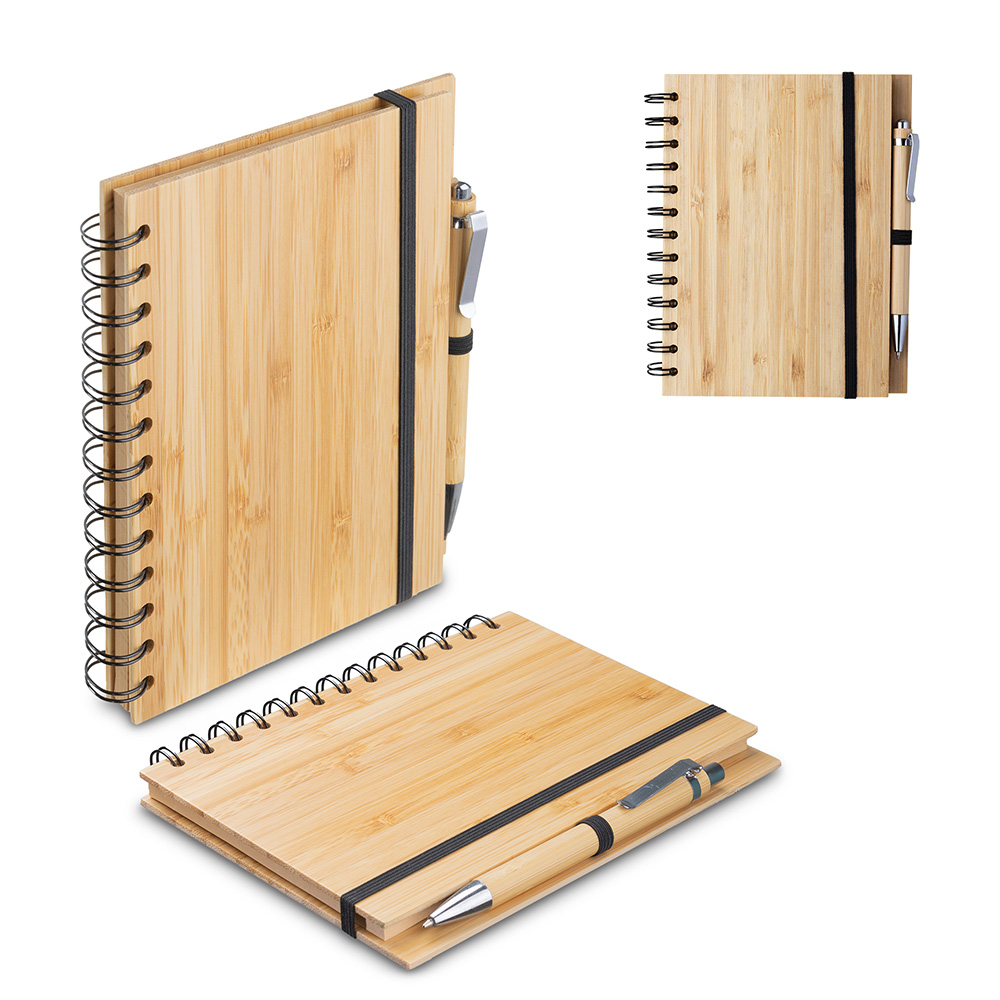 Caderno B6 Capa em Bambu com caneta (18x13cm) - CAD390P