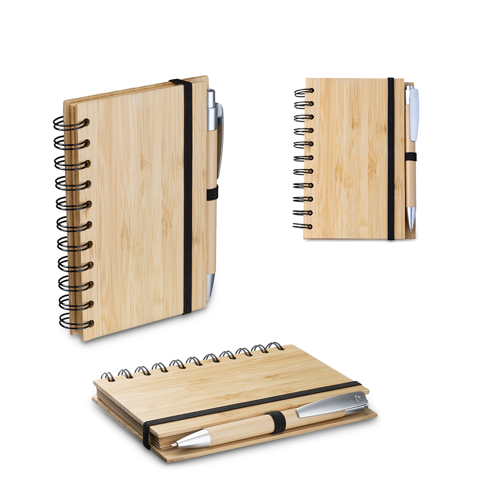Caderno A6 Capa em Bambu com caneta (14x09cm) - CAD380P