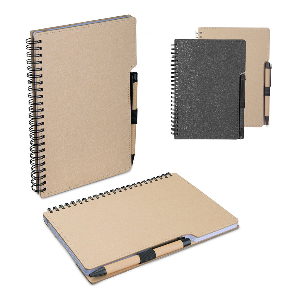 Caderno A5 Capa em Papelão Reciclado c/ Caneta - CAD012