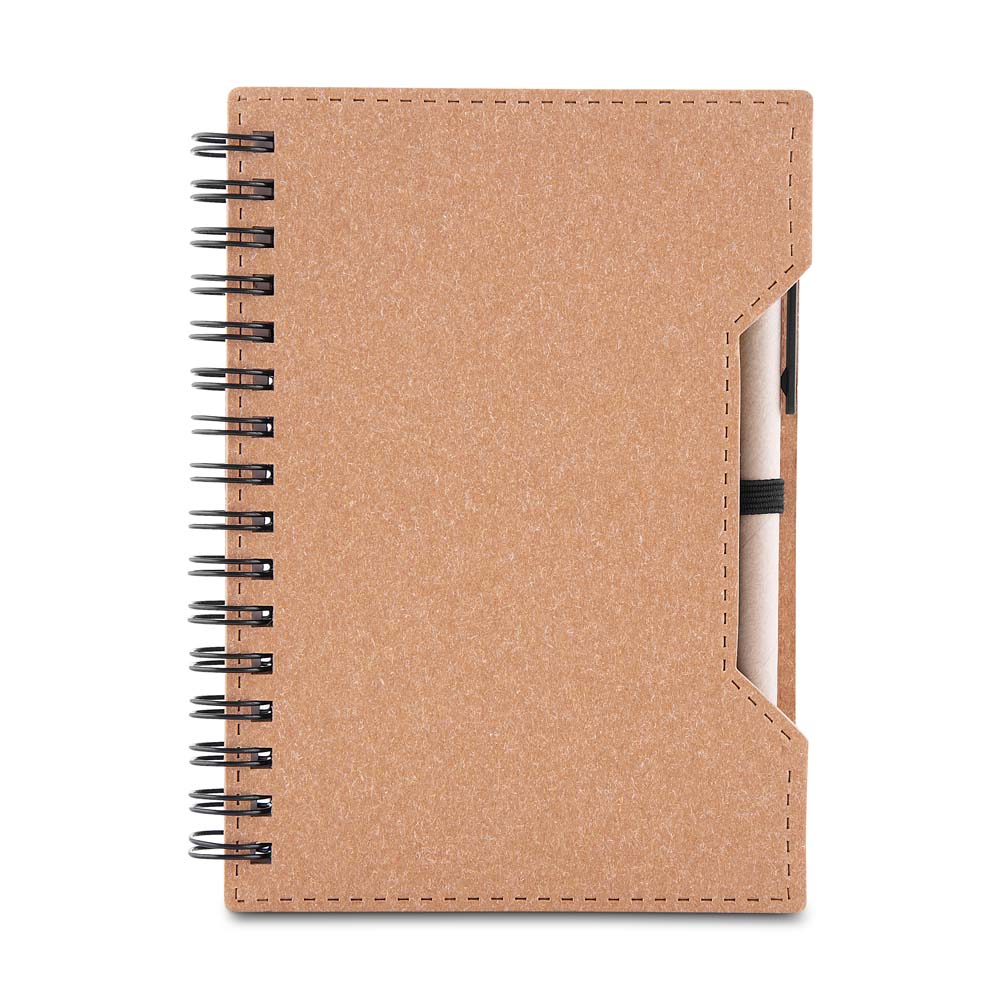 Caderno A6 capa em papelão reciclado com caneta - CAD460P
