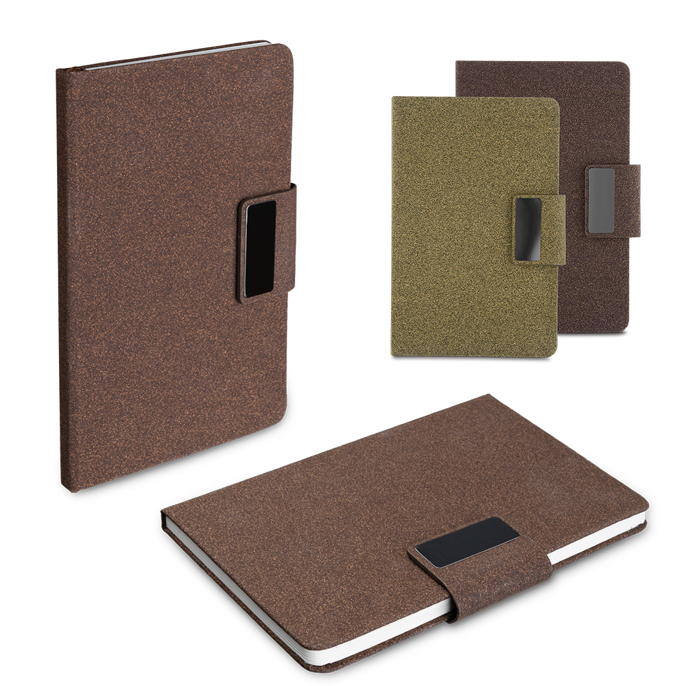 Caderno A5 em PU e fibra de café ou chá - CAD440